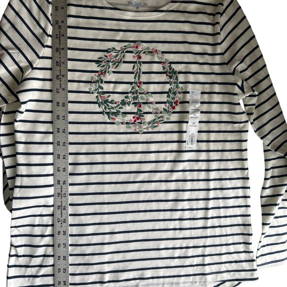 Croft & Barrow M Striped Long-Sleeve Tee With Studded Peace Wreath Design - Picture 6 of 6